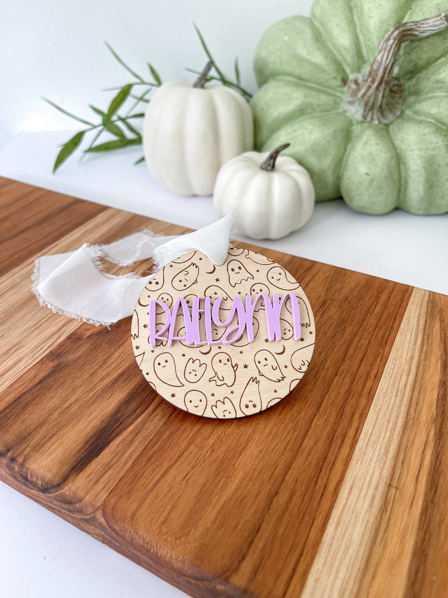 Wood Boo Basket Tag