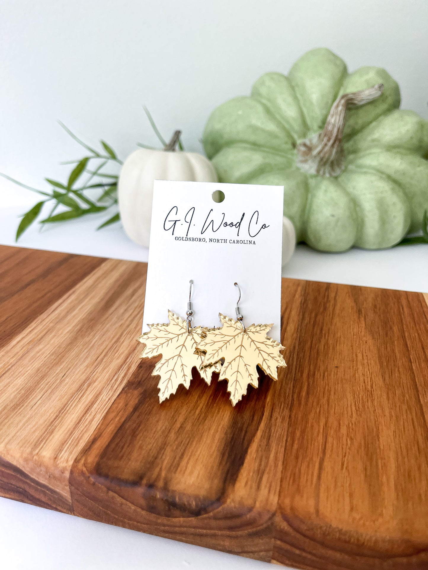 Gold Mirror Leaf Dangle Earrings