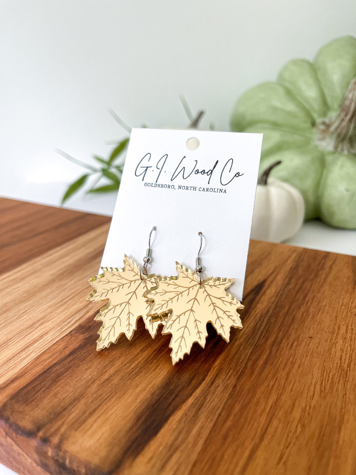 Gold Mirror Leaf Dangle Earrings