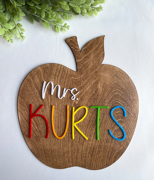 Wood Apple Teacher Name Sign