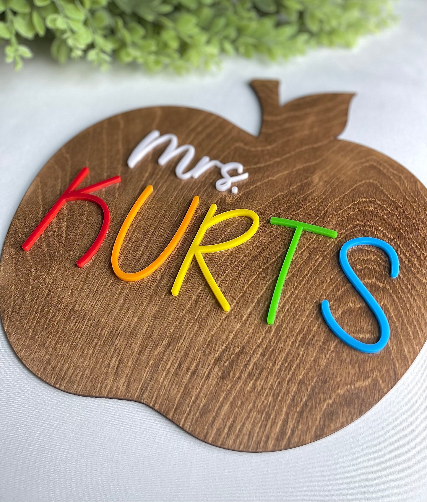 Wood Apple Teacher Name Sign