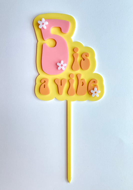 Five Is A Vibe Cake Topper