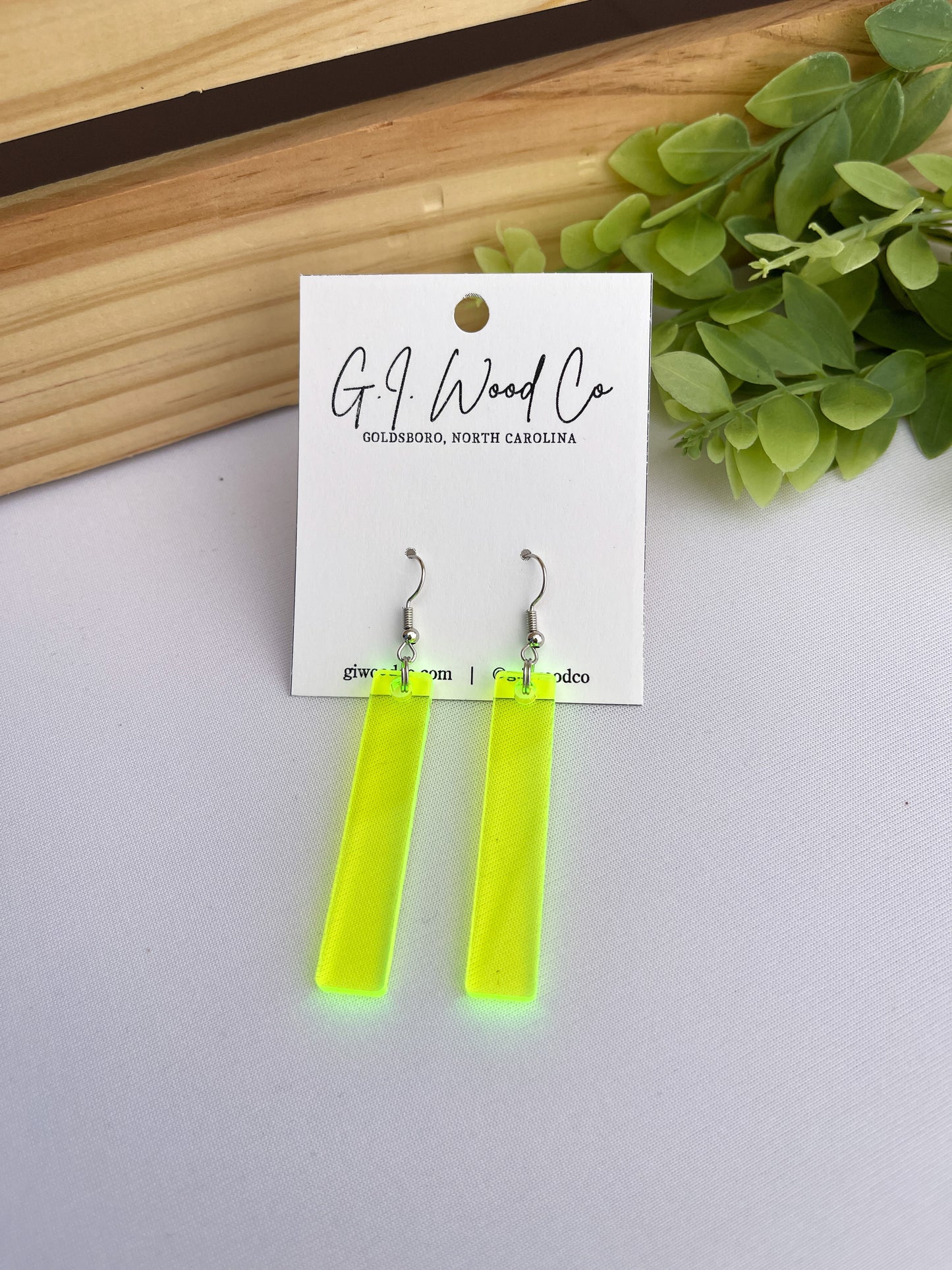 Fluorescent Green Dangle Earrings