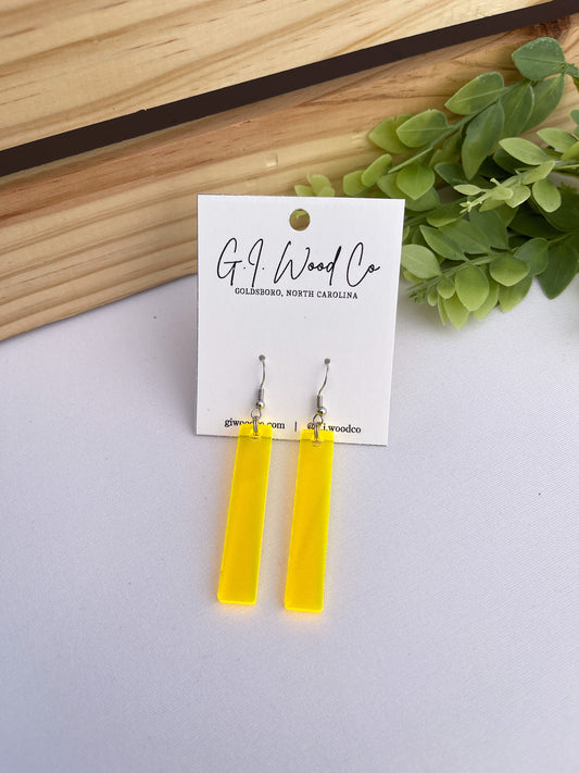 Fluorescent Yellow Dangle Earrings