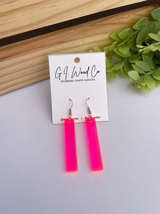 Fluorescent Pink Dangle Earrings