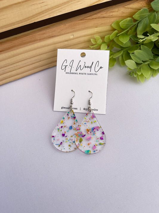 Rainbow Flake Teardrop Dangle Earrings