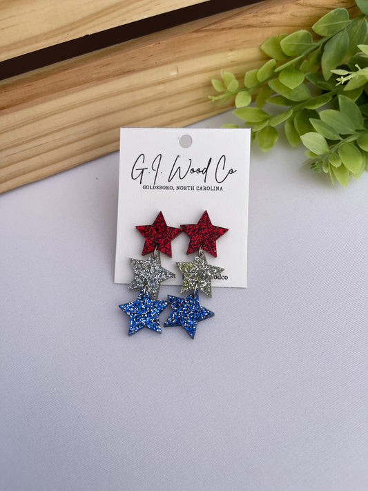 4th Trio Star Dangle Earrings