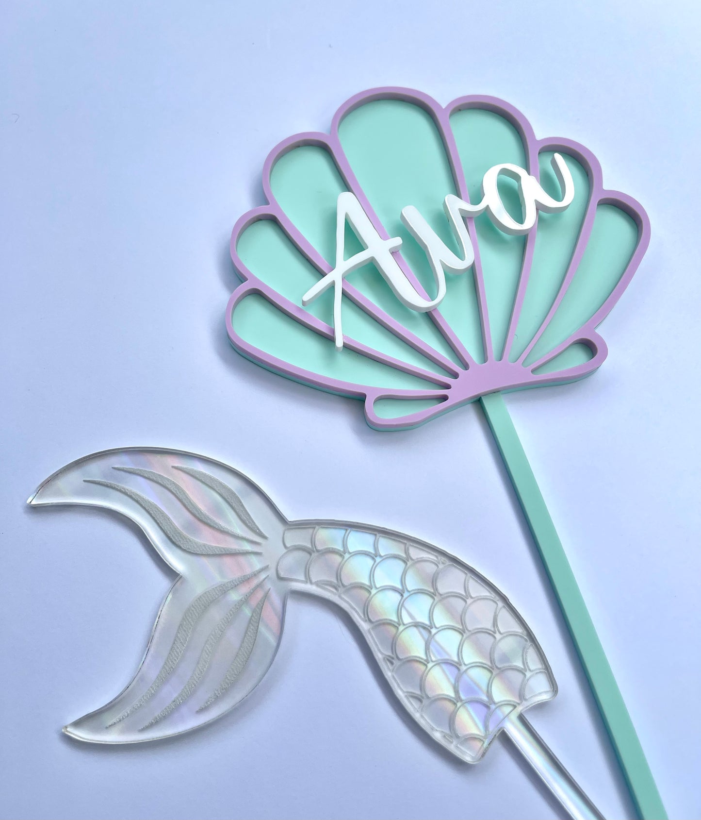 Iridescent Mermaid Tail Cake Topper